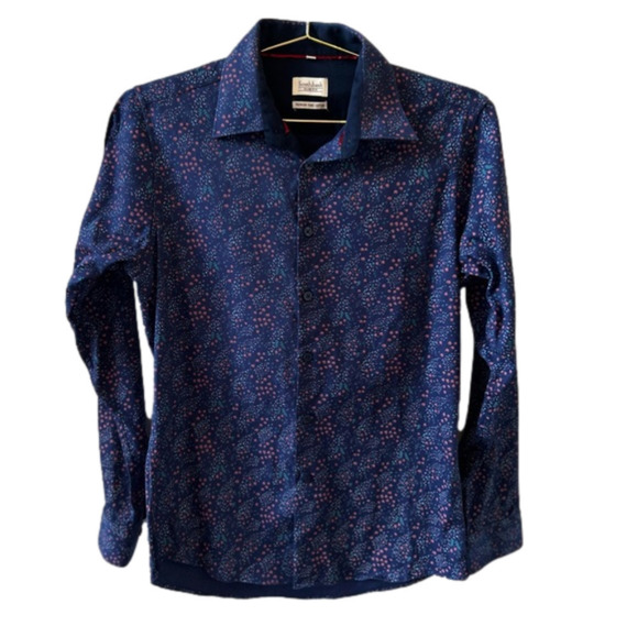 South Bank Slim Fit Button Down Size Small Floral Shirt Long Sleeve Cotton - Picture 1 of 8
